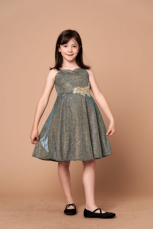 Girls Glitter Sleeveless Short Dress by Calla D818