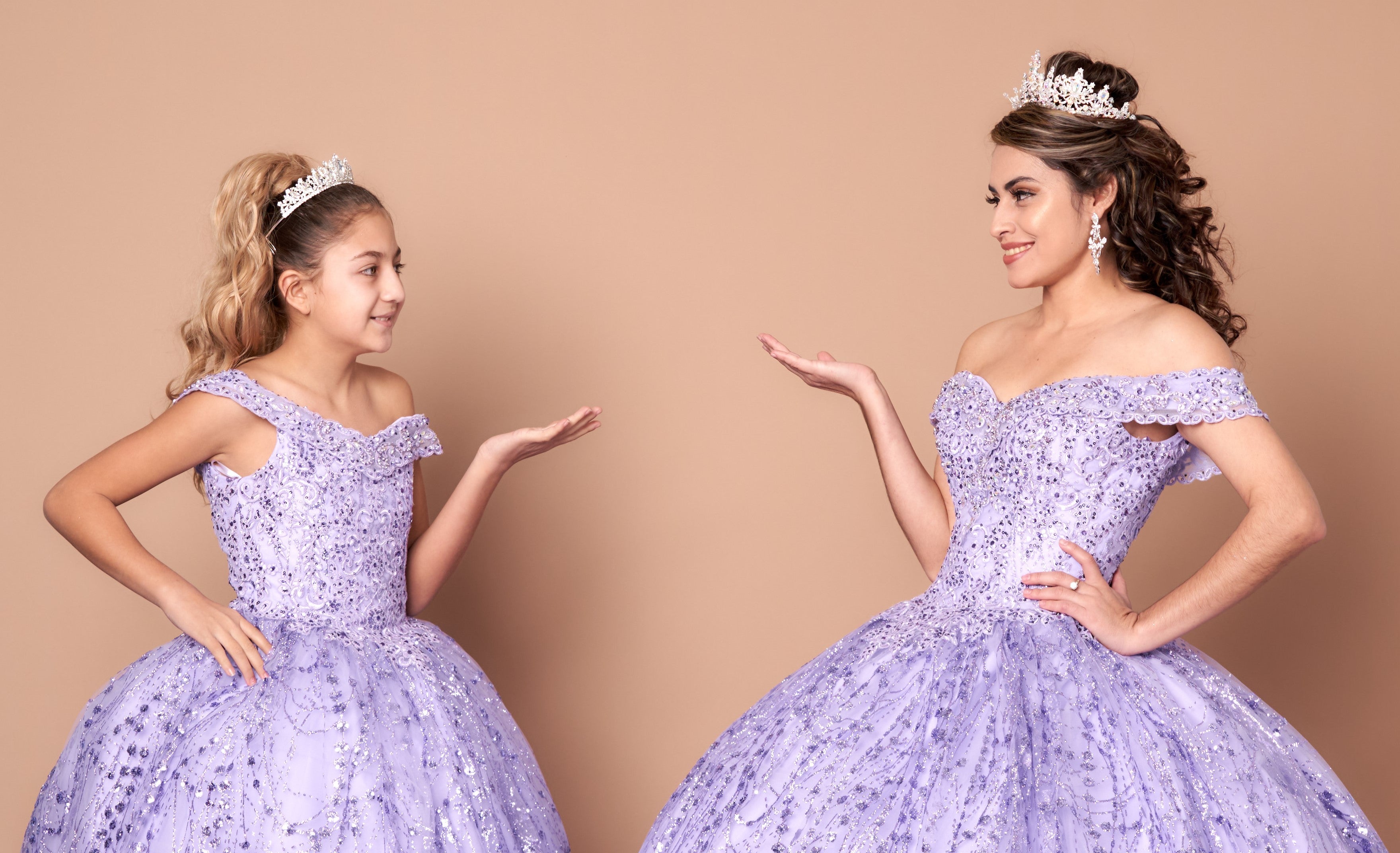 Appliqué Off-Shoulder Cape Ball Gown by Calla SCL30003