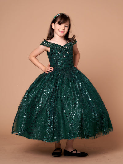 Girls Off Shoulder Cape Gown by Calla SCK303