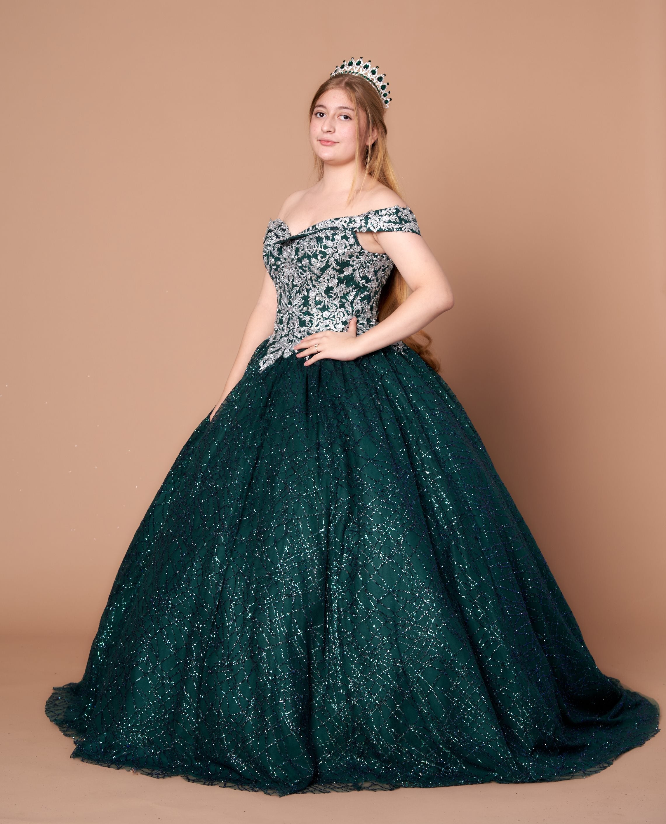 Calla WB20509 Glitter Print Off-Shoulder Ball Gown