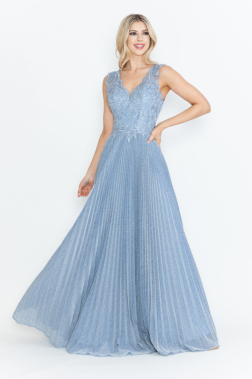 Vestido de madre del novio con escote en V y mangas 3/4 de Lenovia 8341 (Nueva colección)