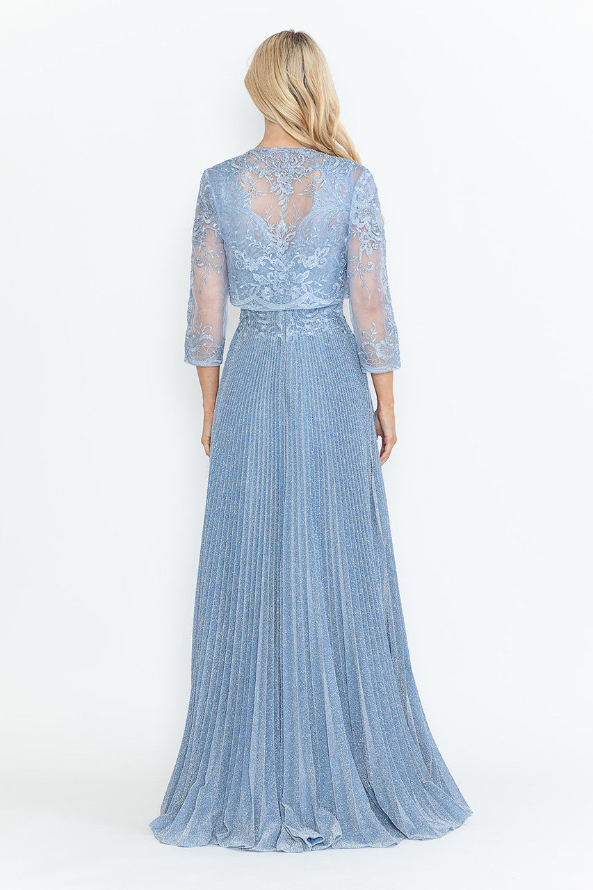 Vestido de madre del novio con escote en V y mangas 3/4 de Lenovia 8341 (Nueva colección)