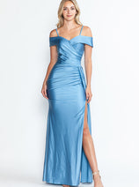 Formal Dress Off The Shoulder Pleated Ruched Prom Gown By Lenovia 5320