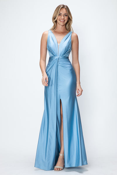 Bridesmaid Dress V-Neck Empire Bodice Ruched Prom Gown By Lenovia 5319-New Collection