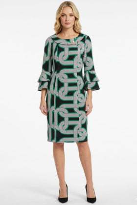 Jessica Rose SCP2101 Layered Bell Sleeve Sheath Dress