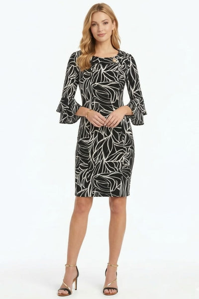 Jessica Rose SCP2101 Layered Bell Sleeve Sheath Dress