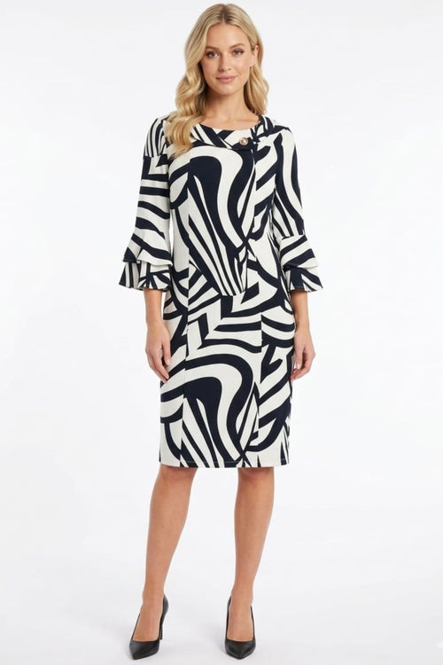 Jessica Rose SCP2101 Layered Bell Sleeve Sheath Dress