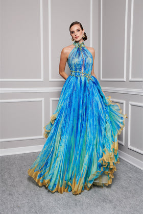Fouad Sarkis 2822 Embroidered Organza Evening Dress