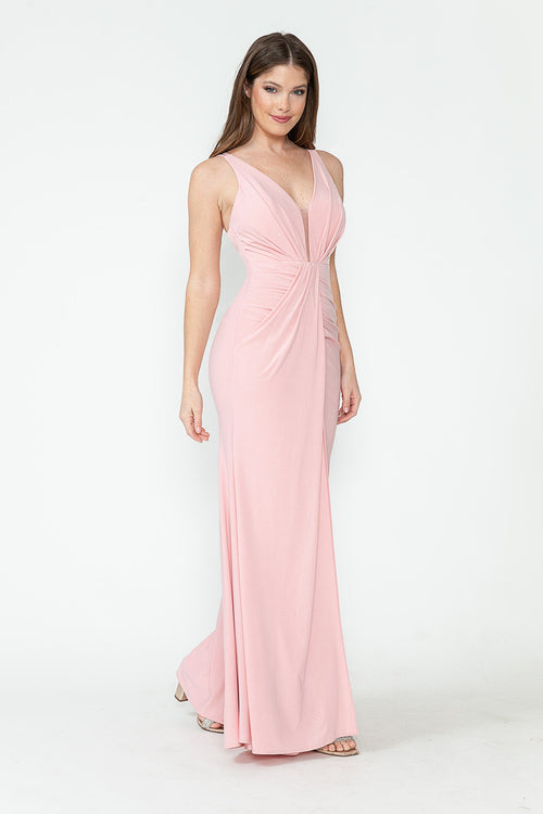 Vestido formal de fiesta con tirantes finos fruncidos y corte sirena de Lenovia 5308