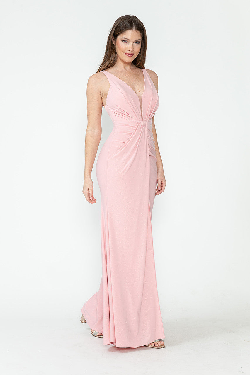 Vestido formal de fiesta con tirantes finos fruncidos y corte sirena de Lenovia 5308