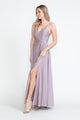 Evening Dress V-Neck Thigh Slit A-Line Formal Gown By Lenovia 5275