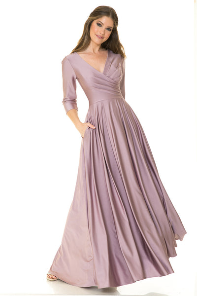 Mother Of The Bride Dress 3/4 Sleeve Flair A-Line Gown By Lenovia 5243