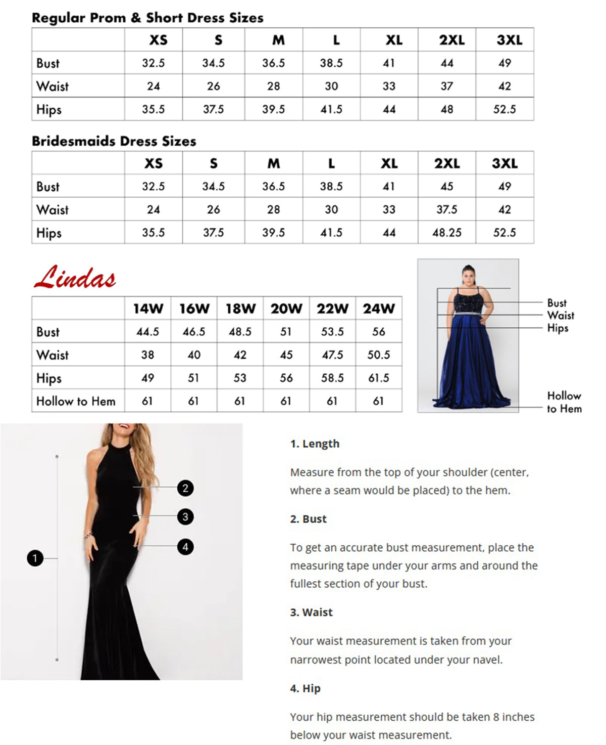 Poly USA Size Chart