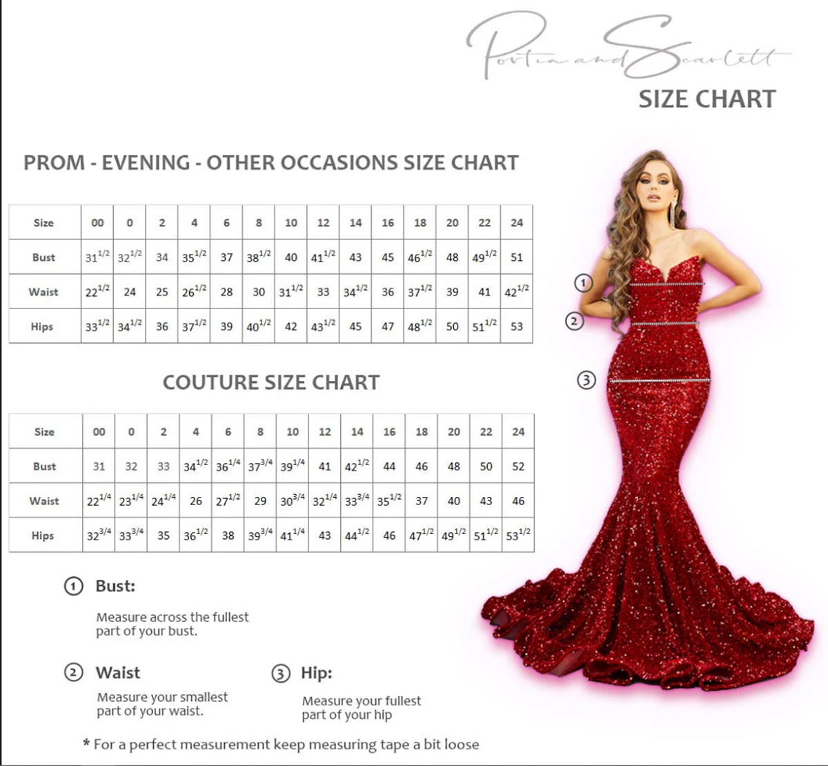 Portia and Scarlett Size Chart