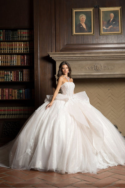 Strapless Puff Sleeve Ball Gown by Bella Princess PQ1071