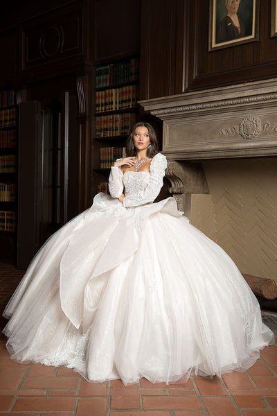 Strapless Puff Sleeve Ball Gown by Bella Princess PQ1071
