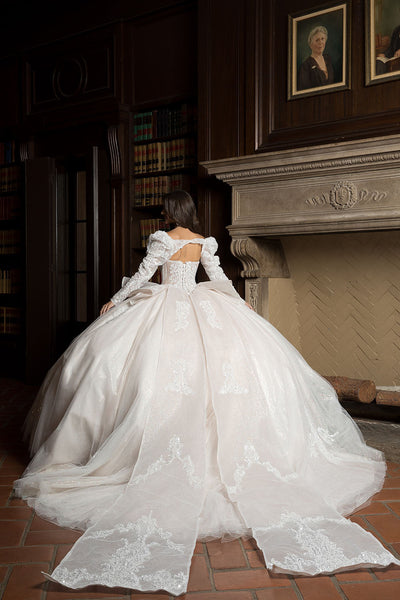 Strapless Puff Sleeve Ball Gown by Bella Princess PQ1071