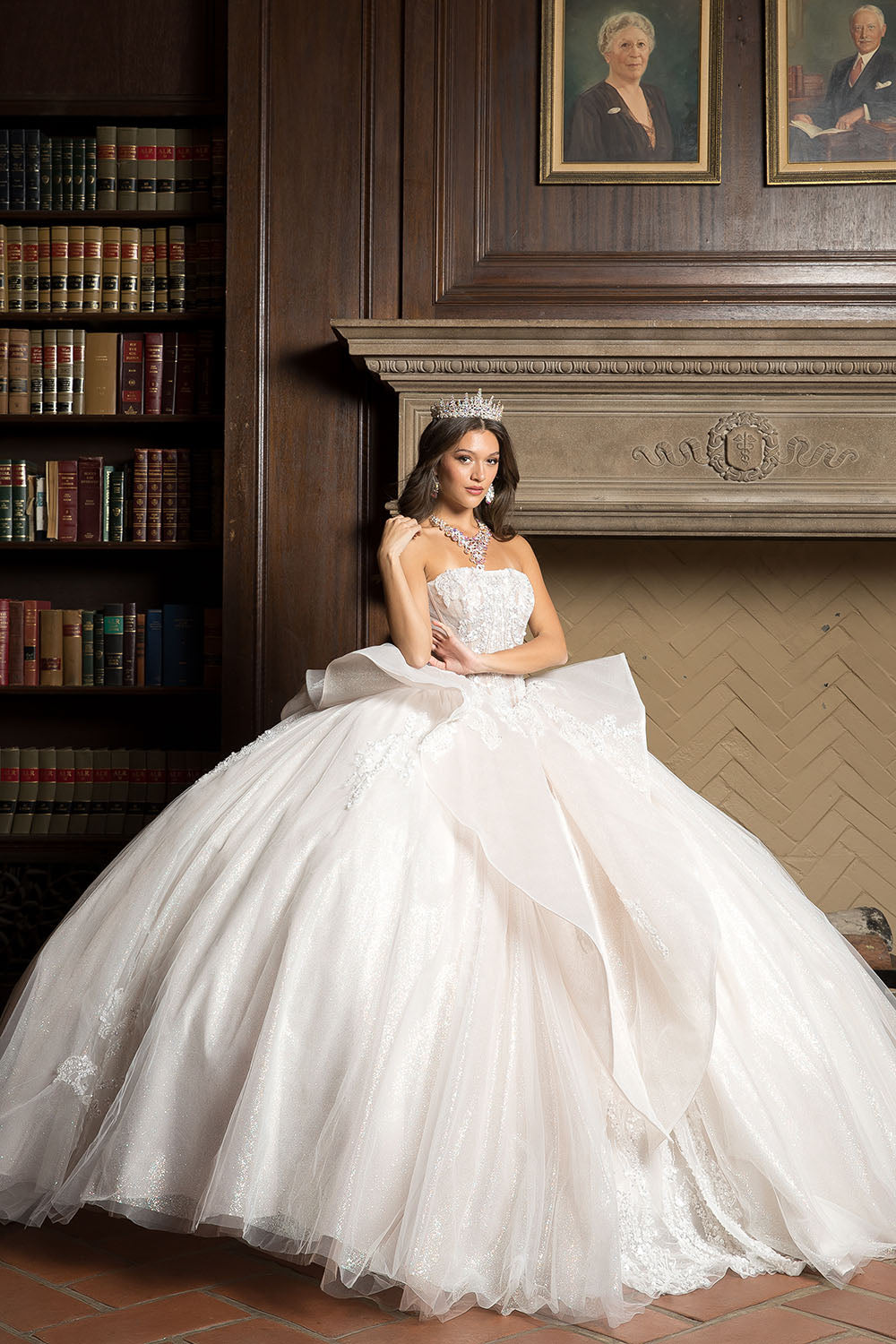 Strapless Puff Sleeve Ball Gown by Bella Princess PQ1071