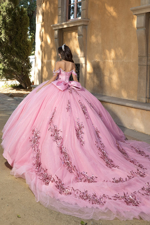 Off Shoulder Bow Ball Gown by Bella Princess PQ1072