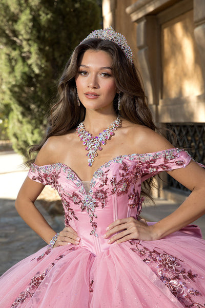 Off Shoulder Bow Ball Gown by Bella Princess PQ1072