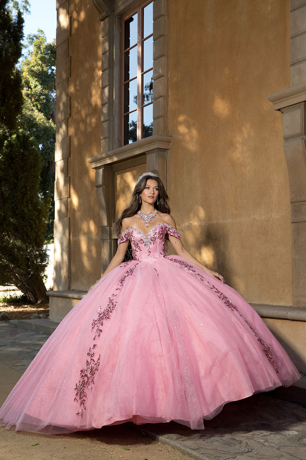 Off Shoulder Bow Ball Gown by Bella Princess PQ1072