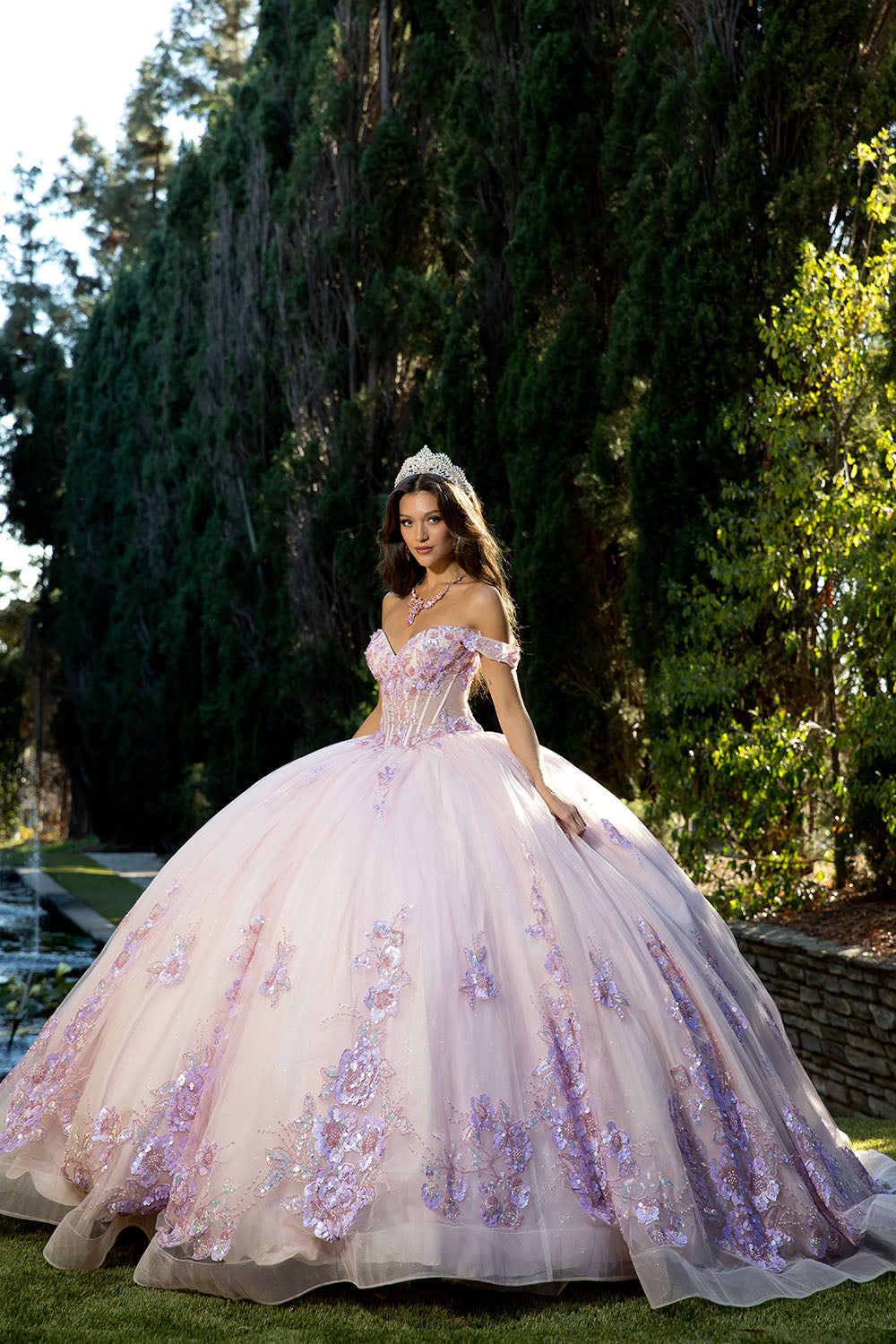 Floral Off Shoulder Ball Gown by Bella Princess PQ1073