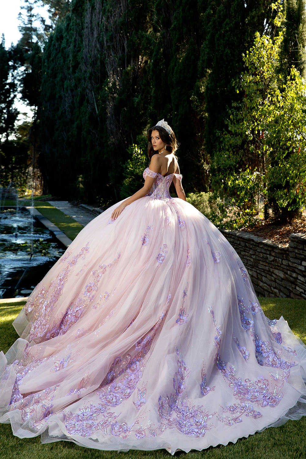 Floral Off Shoulder Ball Gown by Bella Princess PQ1073