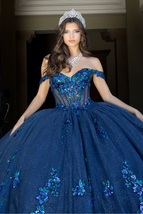 Floral Off Shoulder Ball Gown by Bella Princess PQ1073