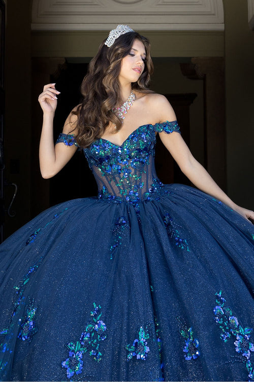 Floral Off Shoulder Ball Gown by Bella Princess PQ1073