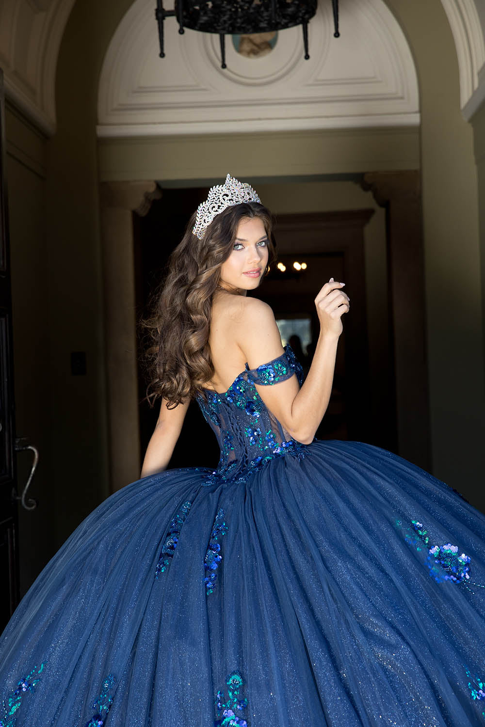 Floral Off Shoulder Ball Gown by Bella Princess PQ1073