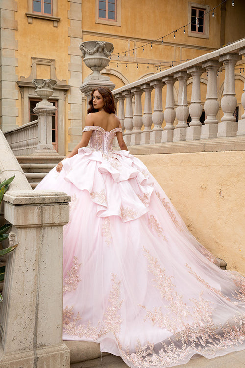 Applique Off Shoulder Ball Gown by Bella Princess PQ1082
