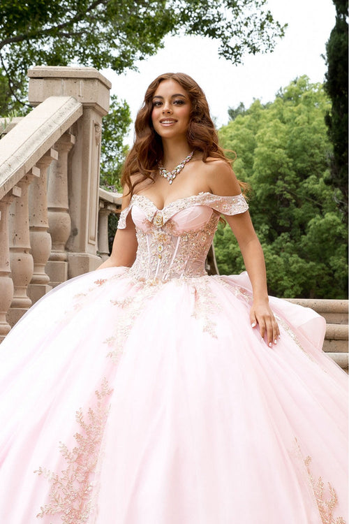 Applique Off Shoulder Ball Gown by Bella Princess PQ1082