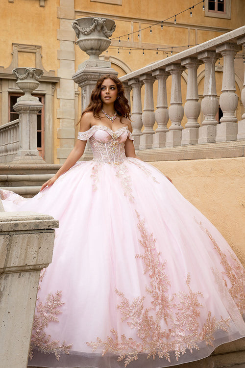 Applique Off Shoulder Ball Gown by Bella Princess PQ1082