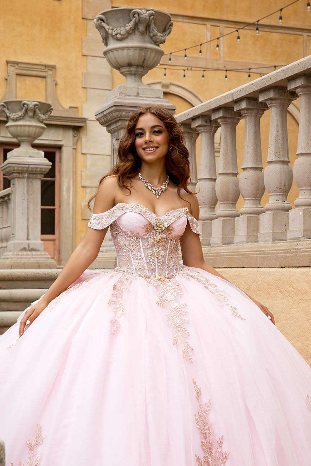 Applique Off Shoulder Ball Gown by Bella Princess PQ1082