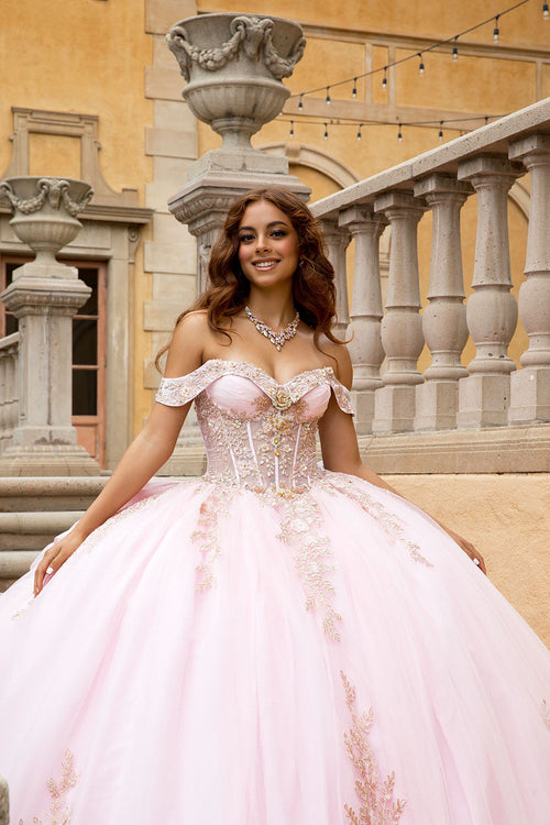Applique Off Shoulder Ball Gown by Bella Princess PQ1082