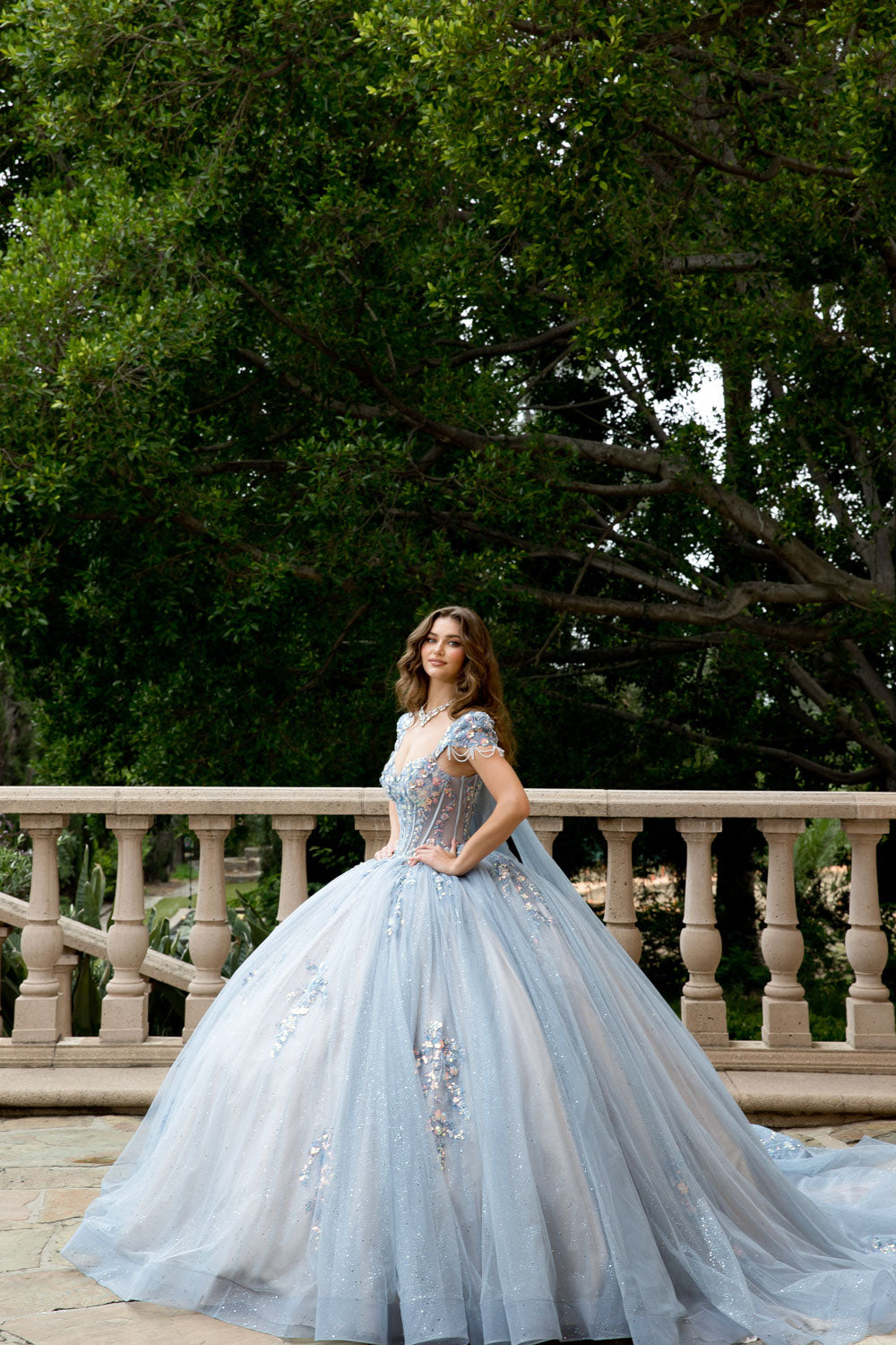 Strapless Cap Sleeve Ball Gown by Bella Princess PQ1094