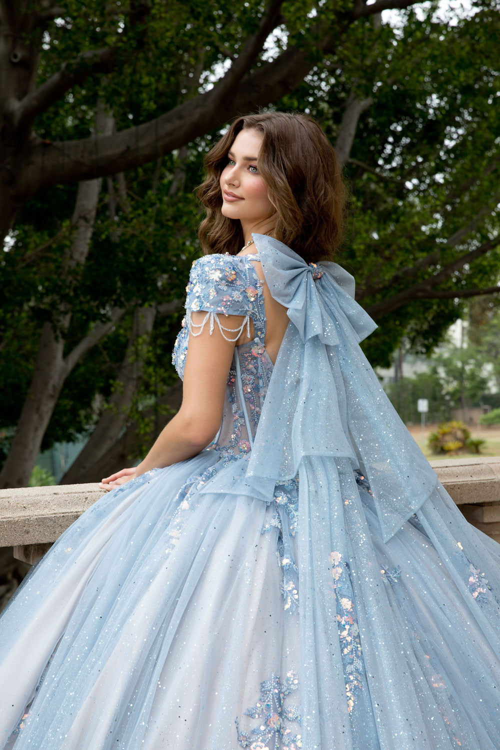Strapless Cap Sleeve Ball Gown by Bella Princess PQ1094