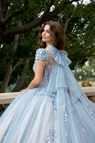 Strapless Cap Sleeve Ball Gown by Bella Princess PQ1094