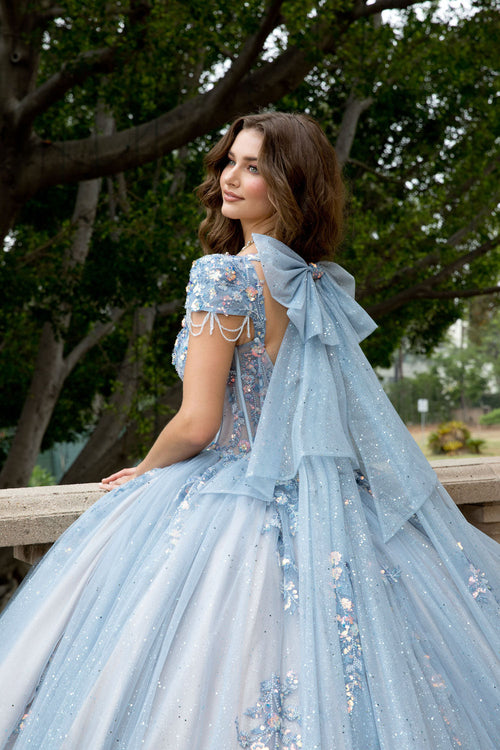 Strapless Cap Sleeve Ball Gown by Bella Princess PQ1094