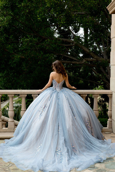 Strapless Cap Sleeve Ball Gown by Bella Princess PQ1094