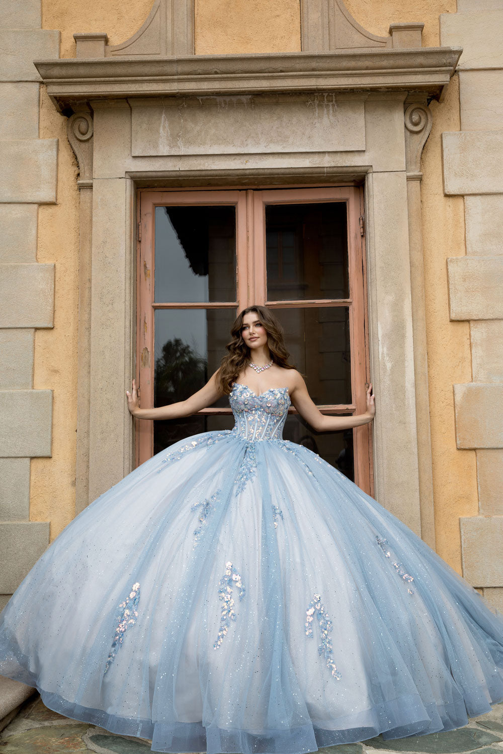 Strapless Cap Sleeve Ball Gown by Bella Princess PQ1094