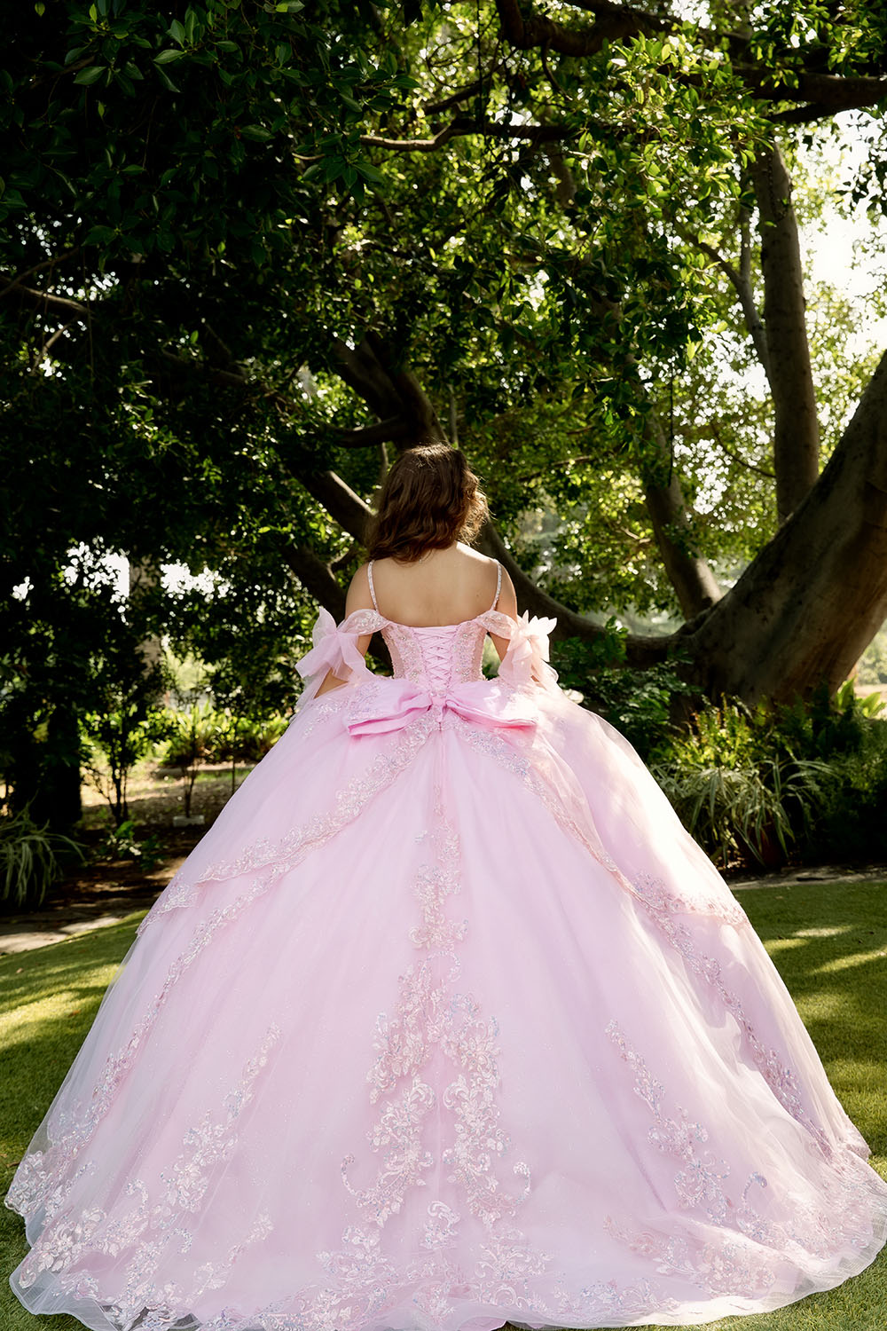 Off Shoulder Bow Ball Gown by Bella Princess PQ1085