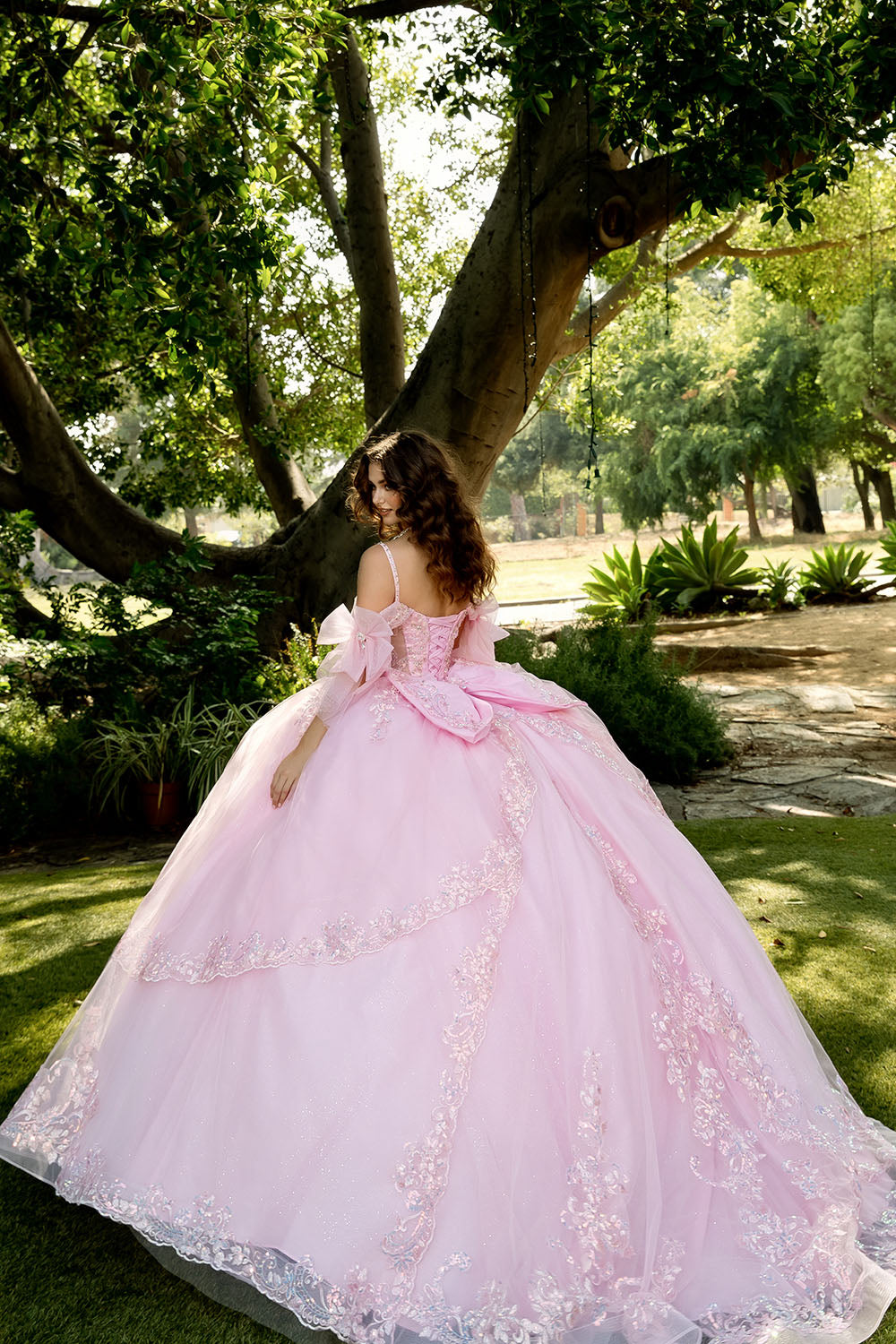 Off Shoulder Bow Ball Gown by Bella Princess PQ1085