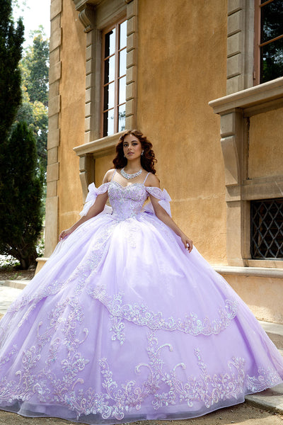 Off Shoulder Bow Ball Gown by Bella Princess PQ1085