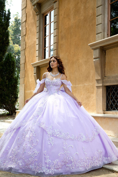 Off Shoulder Bow Ball Gown by Bella Princess PQ1085