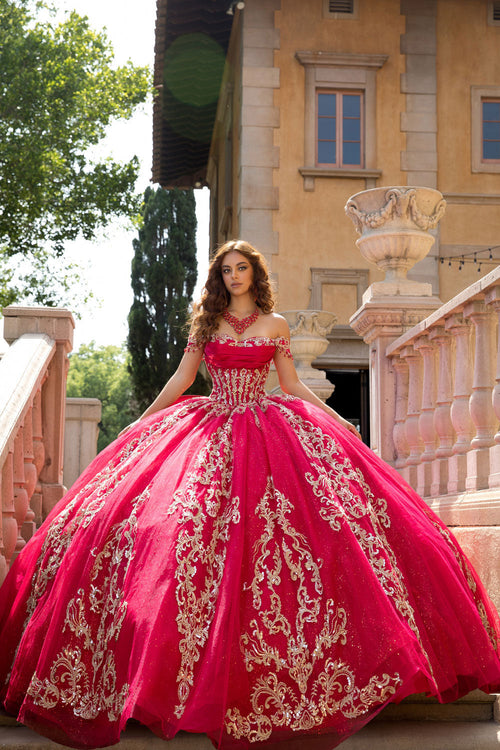 Applique Off Shoulder Ball Gown by Bella Princess PQ1086