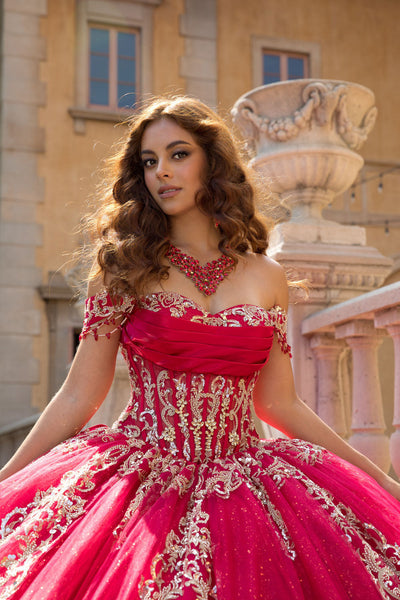 Applique Off Shoulder Ball Gown by Bella Princess PQ1086