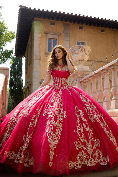 Applique Off Shoulder Ball Gown by Bella Princess PQ1086