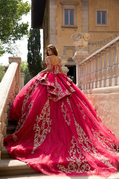 Applique Off Shoulder Ball Gown by Bella Princess PQ1086