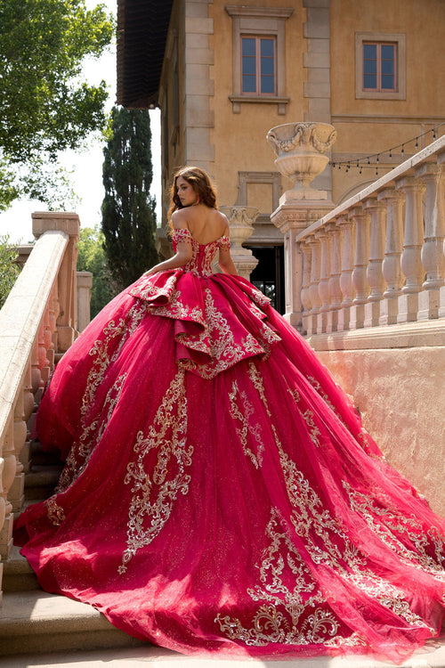 Applique Off Shoulder Ball Gown by Bella Princess PQ1086